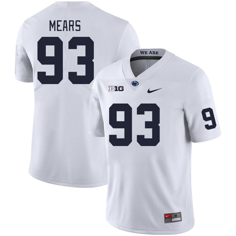 Men #93 Bobby Mears Penn State Nittany Lions College Football Jerseys Stitched Sale-White - Click Image to Close